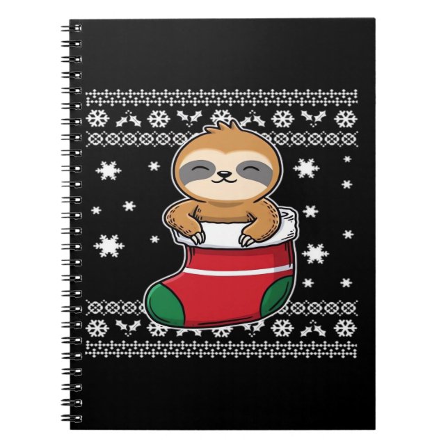 Jul Sloth Classic T-Shirt Anteckningsbok (Framsidan)