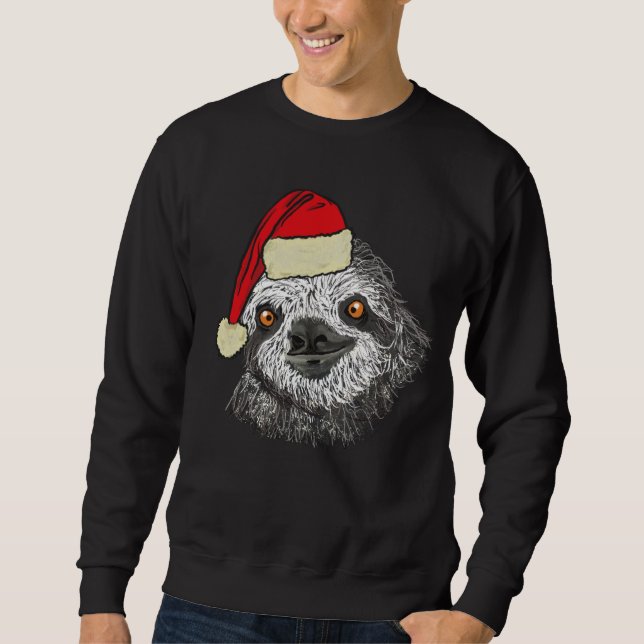 Jul Sloth Funny Festive Animal Chill Humor Lång Ärmad Tröja (Framsida)
