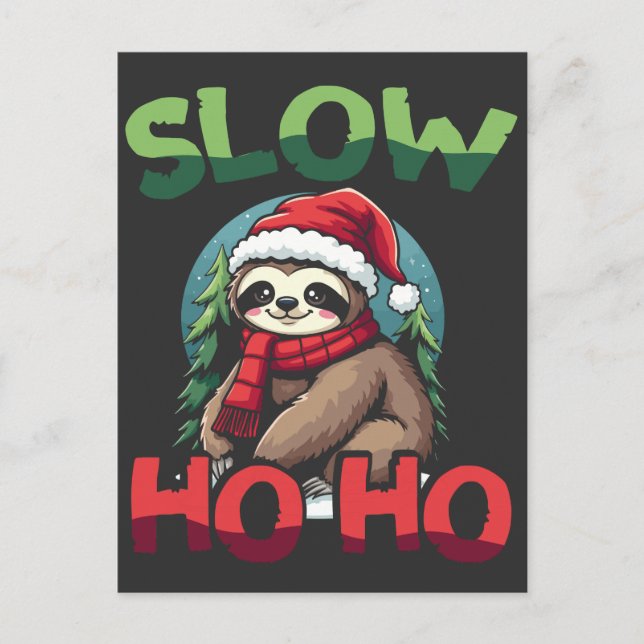Jul Sloth Slow Ho Festive Helgdag Design Vykort (Framsida)