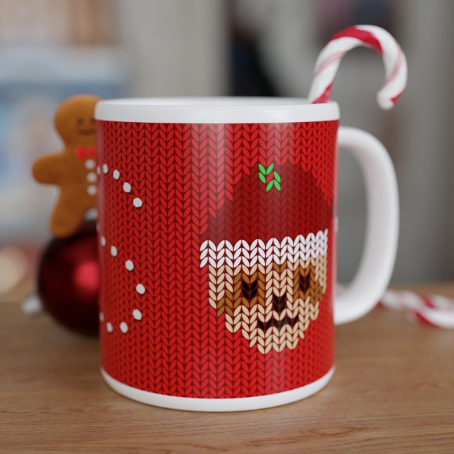 Jul Sloth Sweater Monogram Giant Coffee Mugg Jumbo Mugg (Merry Slothmas! If you love sloths, Christmas and large coffee mugs - just add your initial)
