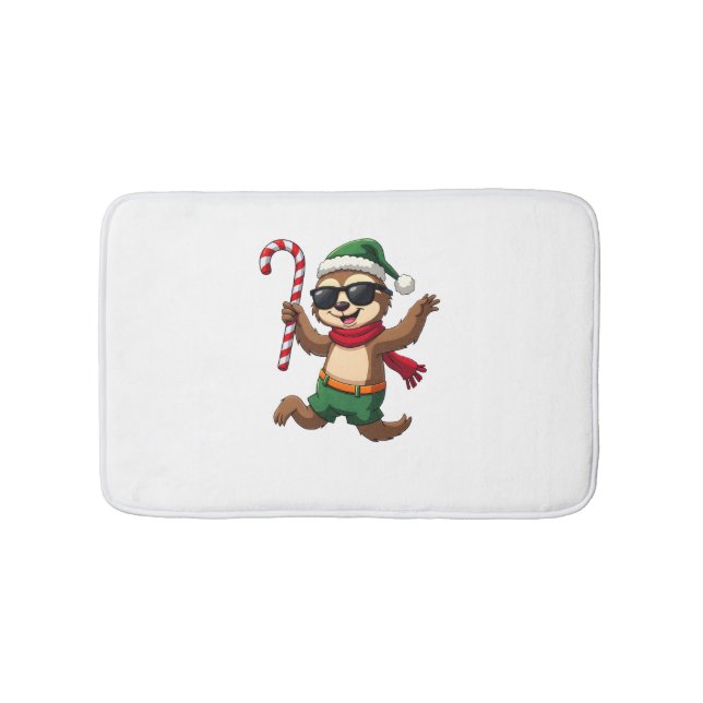 Jul Sloth Tomte Pepparmynta Candy Cane Tröja Gi Badrumsmatta (Framsidan)