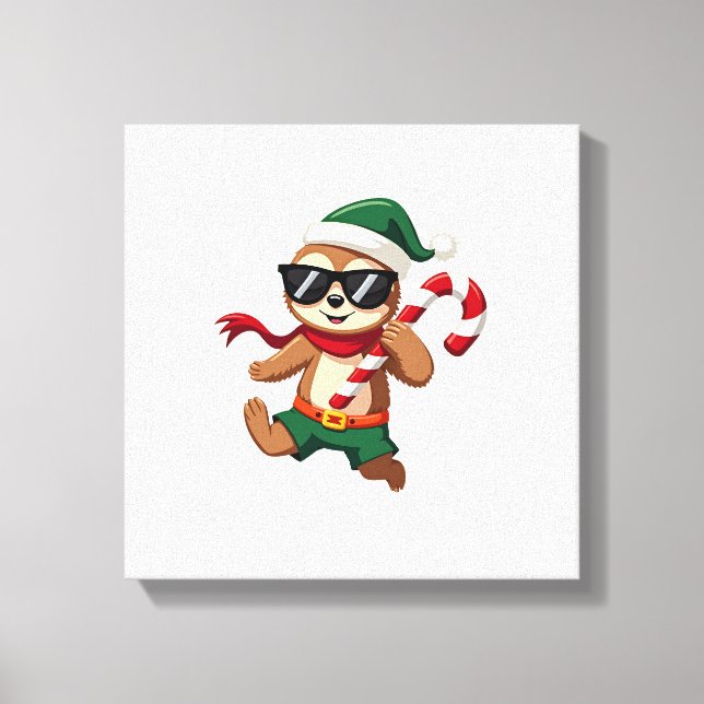 Jul Sloth Tomte Pepparmynta Candy Cane Tröja Gi Canvastryck (Framsida)