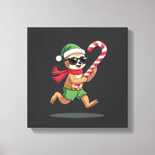 Jul Sloth Tomte Pepparmynta Candy Cane Tröja Gi Canvastryck