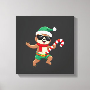 Jul Sloth Tomte Pepparmynta Candy Cane Tröja Gi Canvastryck