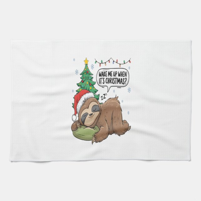 Jul Sloth Väck Mig Ur Högtidsdvala Kökshandduk (Horisontell)