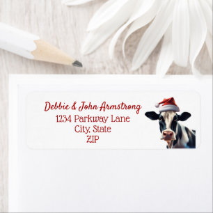 Jul Small Business Holstein Santa Cow Dairy Returadress Etikett