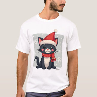Jul Smokingcat Santa Scarf Fula Xmas Kvinnor G T Shirt