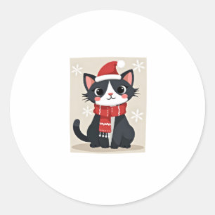Jul Smokingsexkatt Santa Scarf Fula Xmas Kvinnor G Runt Klistermärke
