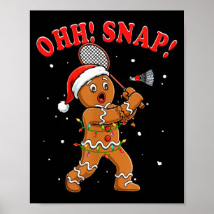 Jul Snap Santa Pepparkakor Spelar Badminton Poster
