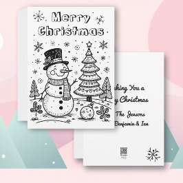 Jul Snemann och träd | Färg Me  Julkort