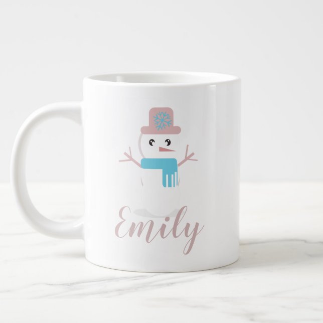 Jul Snemann Pastell Rosa Namn  Jumbo Mugg (Vänster)