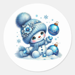 Jul Snemann Sticker  Runt Klistermärke