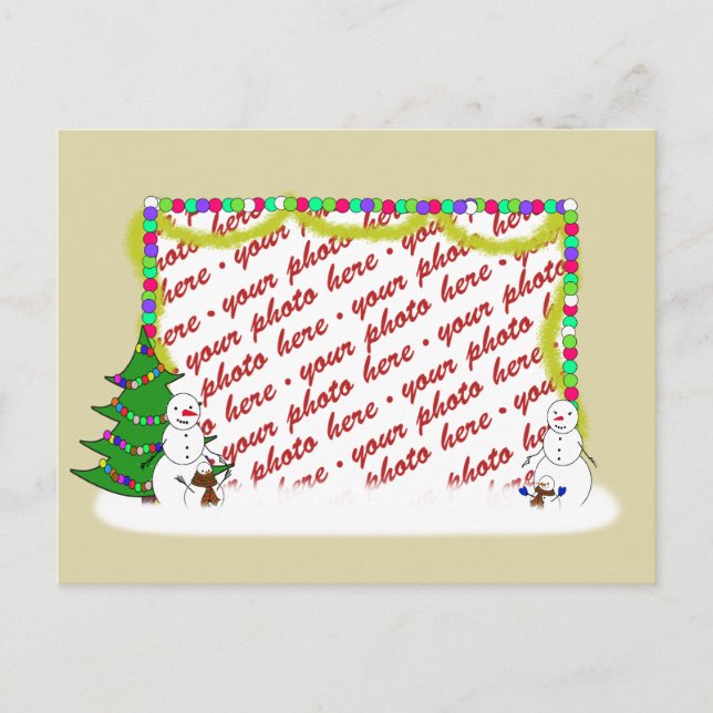 Jul Snemannsfamilj Fotoram Helg Vykort (Framsida)