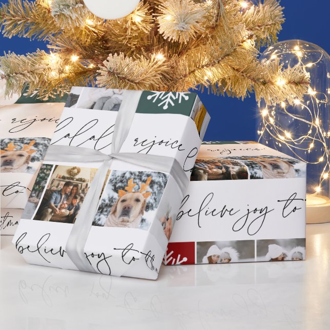 Jul snö 8-fotonerrutnät, svart, vitt presentpapper (Helgdagar)