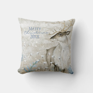 Jul Snö Animal Hjort Typography Personalize Kudde