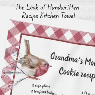 Jul Snö Bird Recipe Keepsaké Red Play Kökshandduk