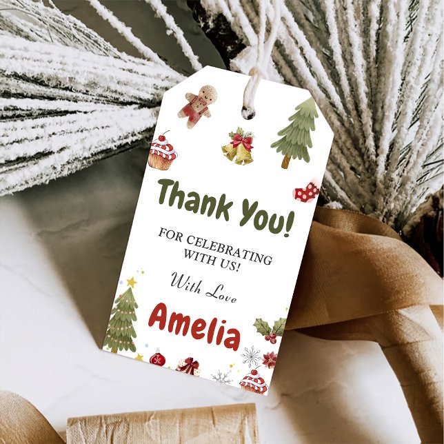 Jul Snö Cookies Födelsedagsfest Presentetikett (Skapare uppladdad)