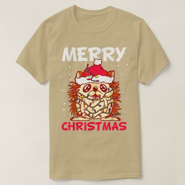 Jul Snö Fairy Ljus Hedgehog Costume Santa T Shirt (Design framsida)