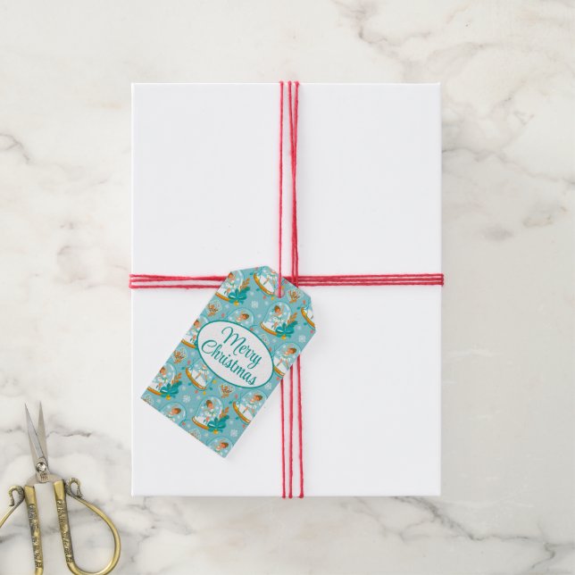 Jul Snö Globe Ballerina Presentetikett (Med Snöre)