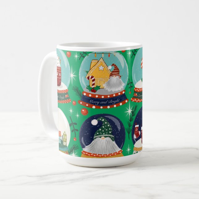 Jul snö-globe//Gnome//Gingerbröd House/// Kaffemugg (Framsida vänster)