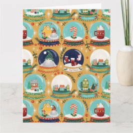 Jul snö-globe Gnome//Gingerbröd House/// Kort