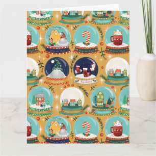 Jul snö-globe Gnome//Gingerbröd House/// Kort