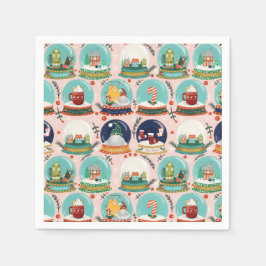 Jul snö-globe//Gnome//Gingerbröd House/// Pappersservett