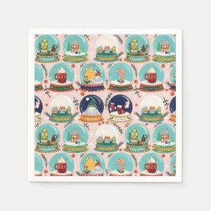 Jul snö-globe//Gnome//Gingerbröd House/// Pappersservett