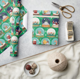 Jul snö-globe//Gnome//Gingerbröd House/// Presentpapper