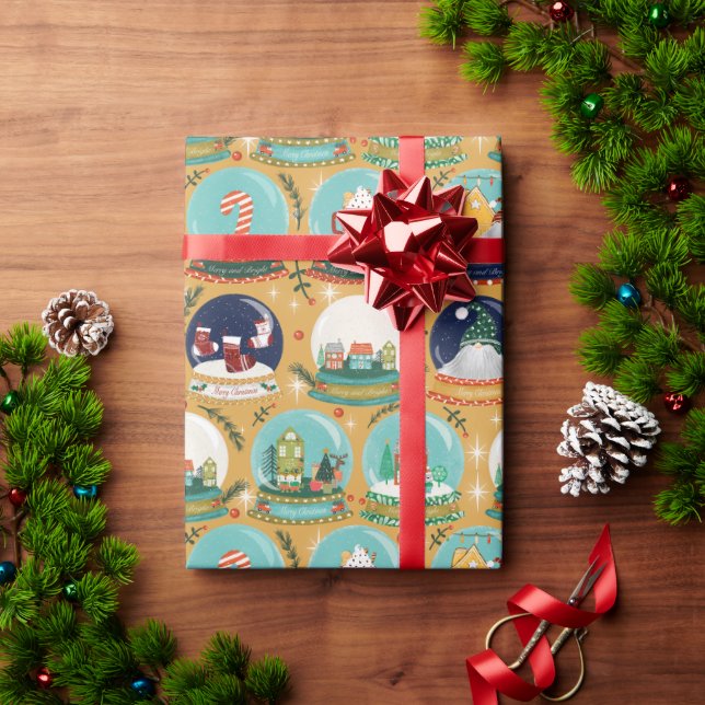 Jul snö-globe Gnome//Gingerbröd House/// Presentpapper (Julgåva)