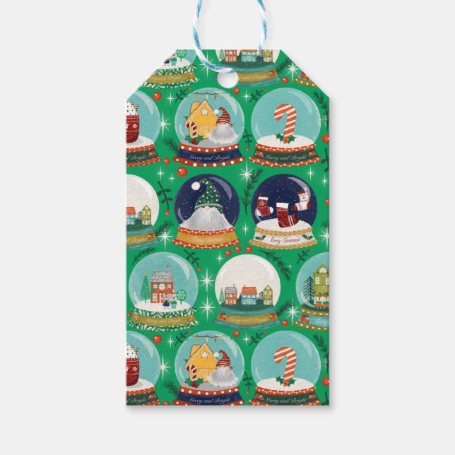 Jul Snö Globe-Grönten - Skogsjul Presentetikett (Framsidan)