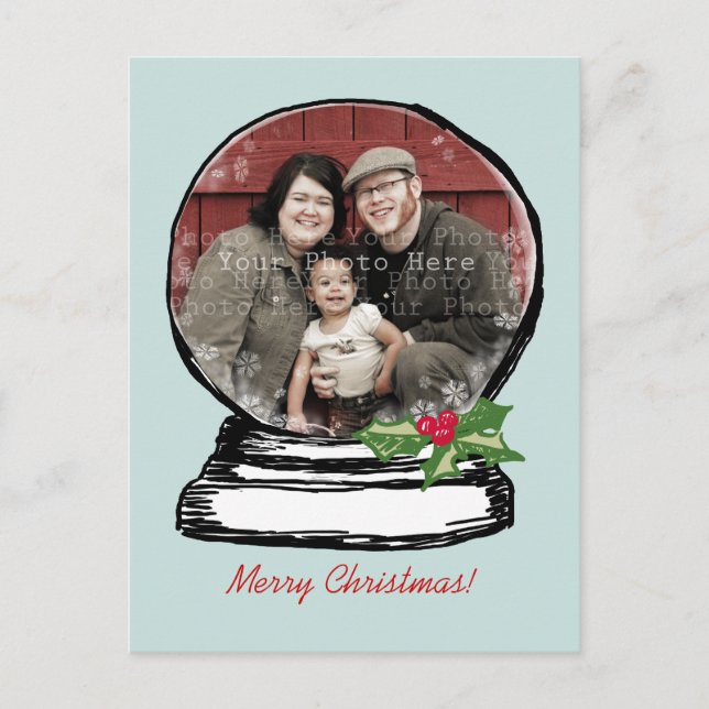 Jul Snö Globe Photo Helg Vykort (Framsida)