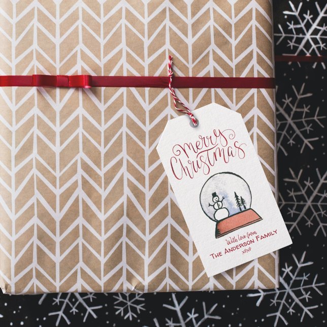 Jul Snö Globe {RED} Presentetikett (Skapare uppladdad)