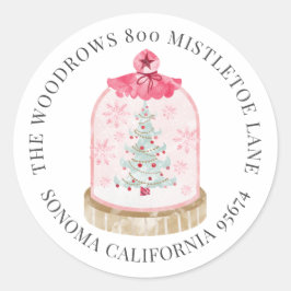 Jul Snö Globe-Returadressen Runt Klistermärke