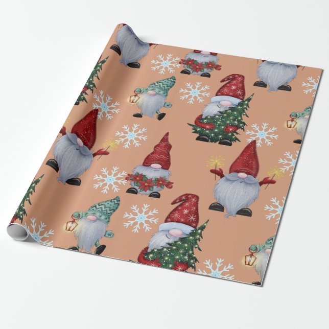 Jul Snö Gnomes Presentpapper (Utrullad)
