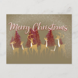 Jul Snö Hjort Helg Vykort
