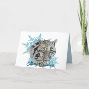 Jul Snö Leopard i Snöflingor Helgkort
