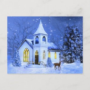 Jul, snö och kyrka helg vykort