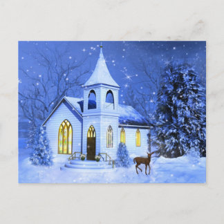 Jul, snö och kyrka helg vykort
