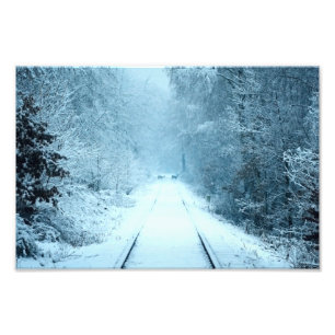 Jul Snö om järnvägstrafik Fototryck