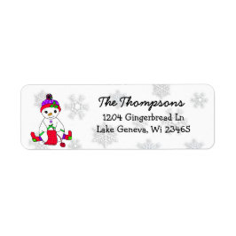 Jul Snö Woman Knitting Background Returadress Etikett