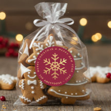 Jul Snöflinga Burgunder Falskt Guld Elegant 