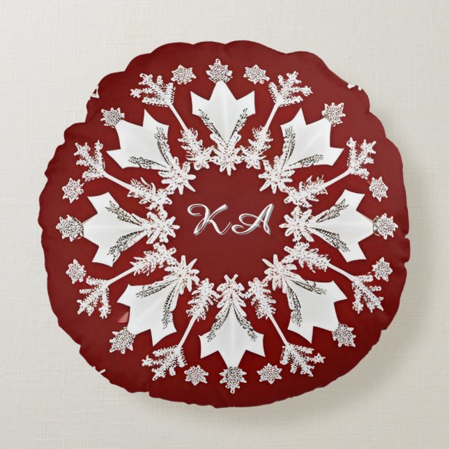 Jul Snöflinga Design Rund Kudde (Framsidan)