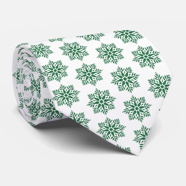 Jul Snöflinga Karomönster Grön Halsduk Slips (Rullad)