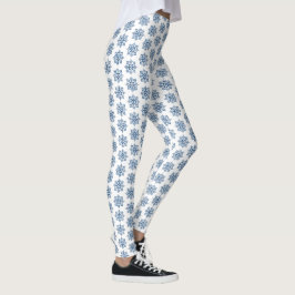 Jul Snöflinga Karomuster Blå Leggings