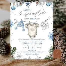 Jul Snöflinga klädstreck Baby Shower Inbjudningar