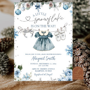 Jul Snöflinga klädstreck tjej Baby Shower Inbjudningar