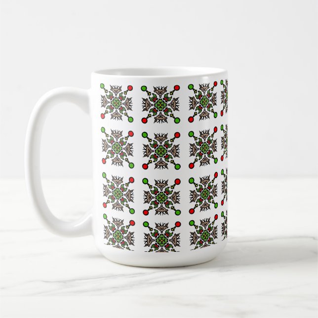 Jul Snöflinga Mandala Kaffemugg (Vänster)