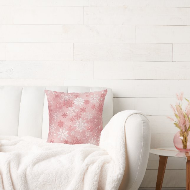 Jul Snöflinga Rosa Vit Kudd Kudde (Soffa)