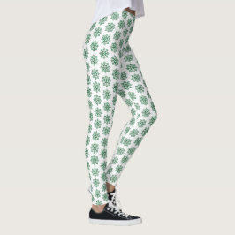 Jul Snöflinga Rutigt Mönster Gröna Leggings